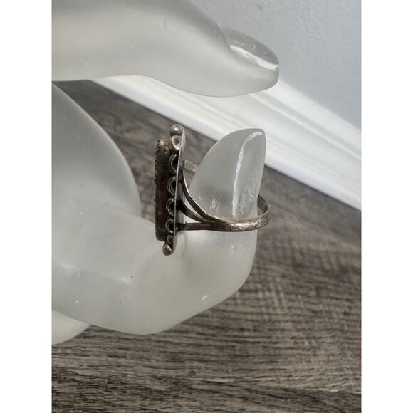 Long Native American Indian Mother of Pearl Sterling Silver Ring Size 6 MOP - Picture 5 of 8